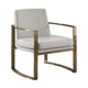 29 Inch Modern Accent Armchair, Bronze Arms and Base, Cream Faux Leather