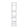 68 Inch Modern Bookcase 4 Glossy White Tray Shelves Chrome Steel Frame BM296083
