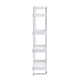 68 Inch Modern Bookcase 4 Glossy White Tray Shelves Chrome Steel Frame BM296083