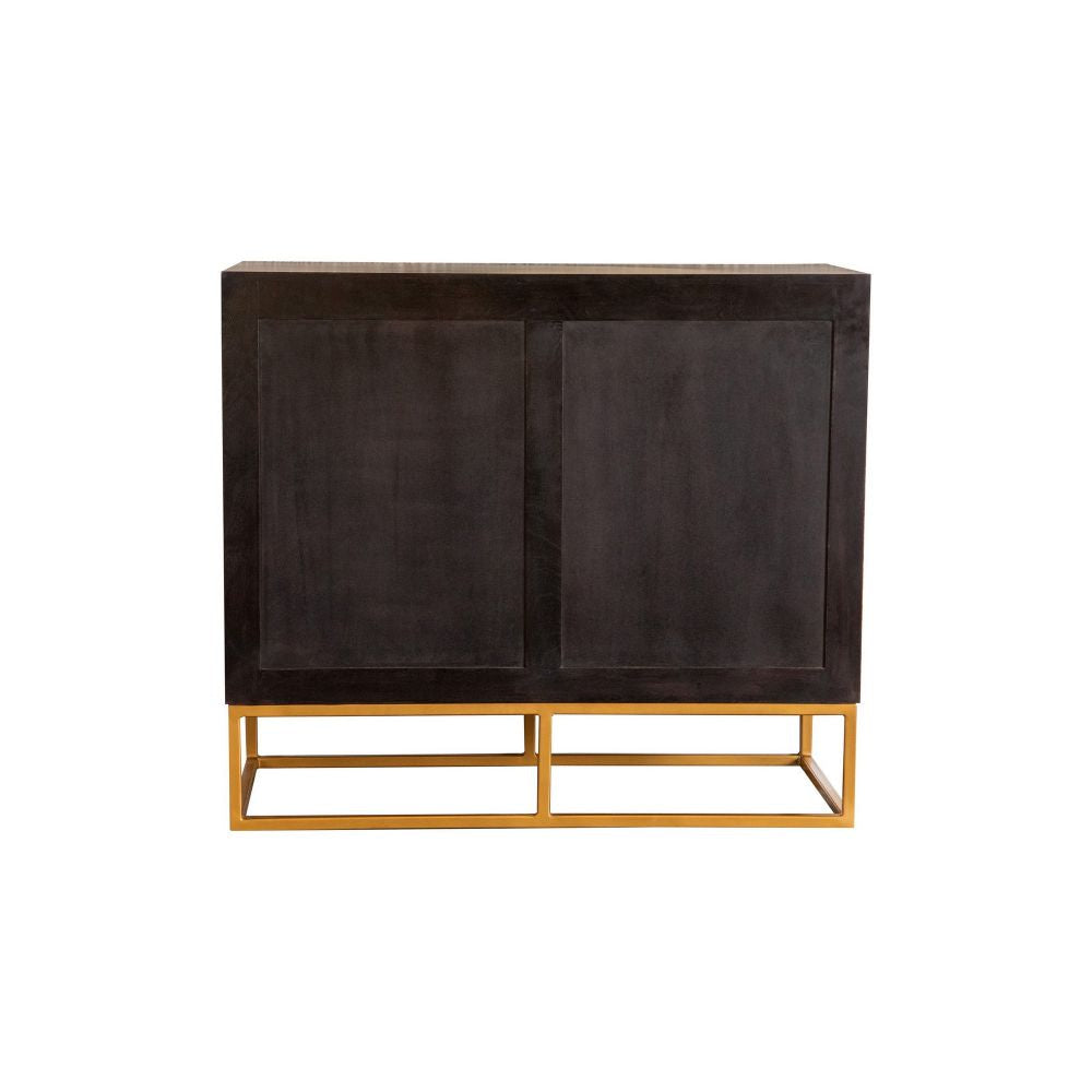 40 Inch 2 Door Sideboard Cabinet Console Wood Grains Geometric Brown BM296089