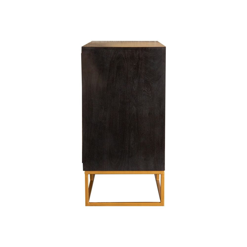 40 Inch 2 Door Sideboard Cabinet Console Wood Grains Geometric Brown BM296089
