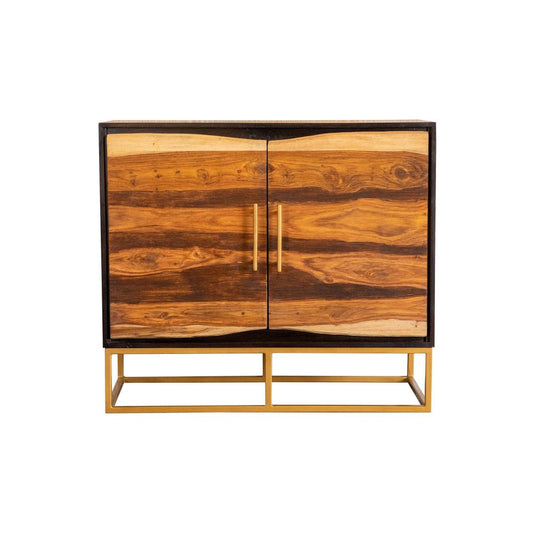 40 Inch 2 Door Sideboard Cabinet Console, Wood Grains, Geometric, Brown