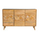 Liv 56 Inch 3 Door Sideboard Cabinet Console, Geometric, Natural Brown