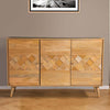 Liv 56 Inch 3 Door Sideboard Cabinet Console, Geometric, Natural Brown