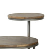 29 Inch Modern Round Accent Table 2 Tier Brown Wood Tops Gray Metal Base BM296092