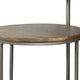 29 Inch Modern Round Accent Table 2 Tier Brown Wood Tops Gray Metal Base BM296092