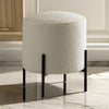 Ottoman | 18" | Faux Sheepskin | Black Metal Legs | Beige