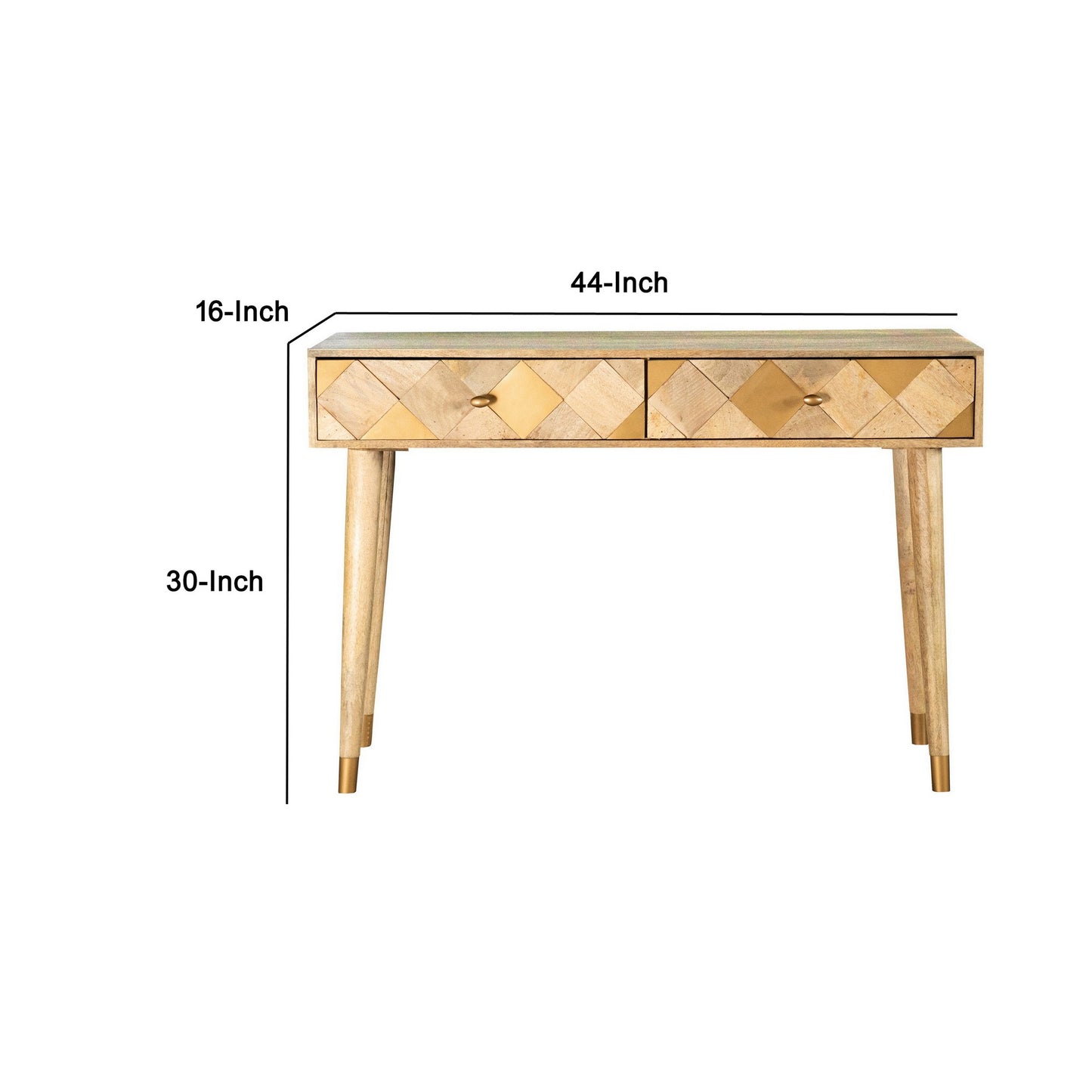 Liv 44 Inch Rectangular Storage Console Table, Tapered Legs, Natural Brown By Casagear Home