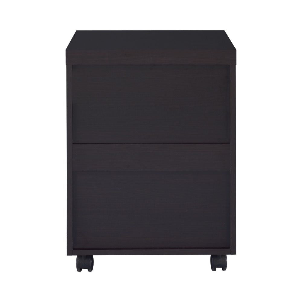 26 Inch 3 Drawer Mobile File Cabinet Smooth Caster Wheels Dark Cappuccino BM296100