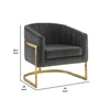 30 Inch Barrel Foam Accent Chair Brushed Gold Floating Base Gray Velvet By Casagear Home BM296117