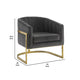 30 Inch Barrel Foam Accent Chair Brushed Gold Floating Base Gray Velvet By Casagear Home BM296117