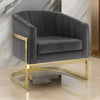 Swivel Accent Chair | 30" | Brushed Gold Base | Gray Velvet