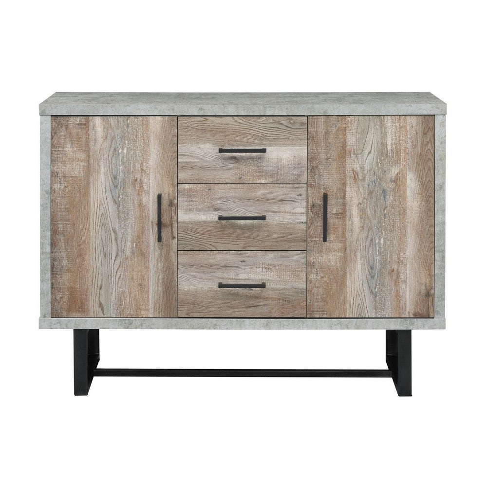 Sideboard Console Cabinet | 47" | 3 Drawers | Gray Faux Concrete