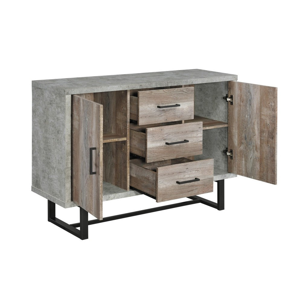 Sideboard Console Cabinet | 47" | 3 Drawers | Gray Faux Concrete