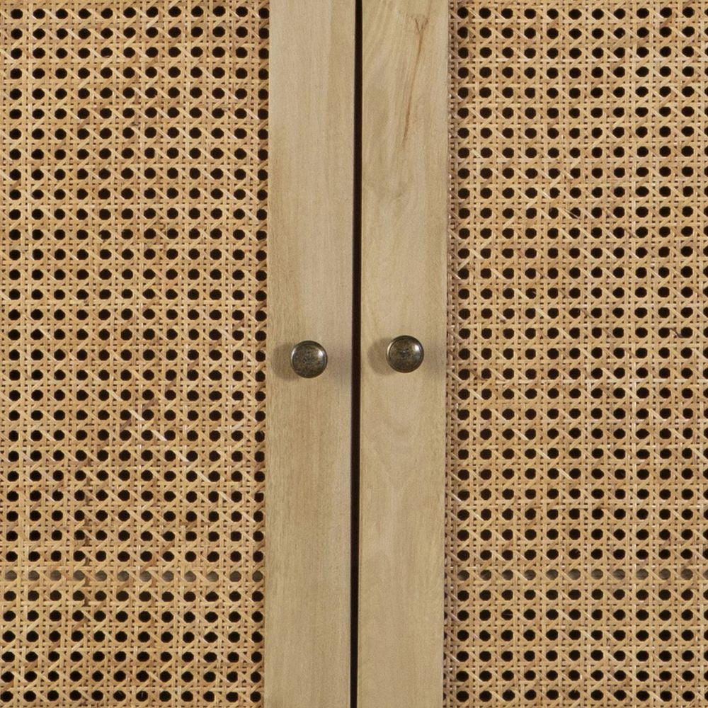 Enk 38 Inch 2 Door Accent Sideboard Console Cabinet Natural Cane Brown BM296131