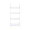 72 Inch Modern Ladder Bookcase 4 Shelves 3 Tray Edges Clear Acrylic BM296135