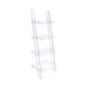 72 Inch Modern Ladder Bookcase, 4 Shelves, 3 Tray Edges, Clear Acrylic