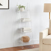 72 Inch Modern Ladder Bookcase, 4 Shelves, 3 Tray Edges, Clear Acrylic