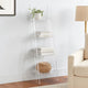 72 Inch Modern Ladder Bookcase, 4 Shelves, 3 Tray Edges, Clear Acrylic