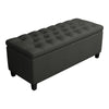 44 Inch Modern Lift Top Storage Bench, Button Tufted Seat, Charcoal Fabric By Casagear Home