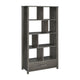 Wim 68 Inch Geometric Bookcase Etagere with 8 Shelves, Weathered Gray