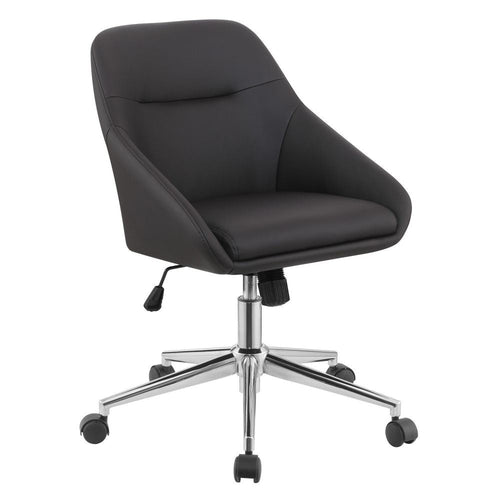 Gil 26 Inch Office Chair, Foam Filled Pintuck Seat, Black Vegan Leather