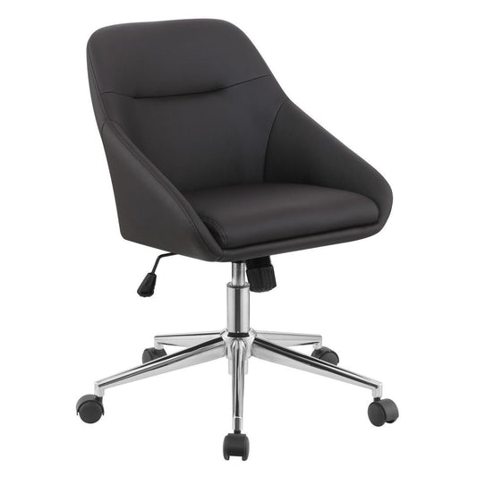 Gil 26 Inch Office Chair, Foam Filled Pintuck Seat, Black Vegan Leather