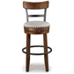 Zane 30 Inch Swivel Barstool Round Cushioned Seat Rich Brown Wood Frame By Casagear Home BM296519