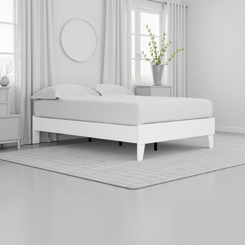 Asher Platform Bed | Full | Modern Silhouette | Matte White