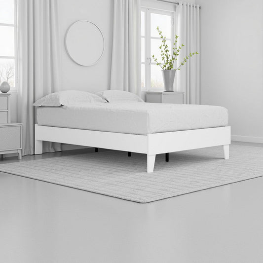 Asher Platform Bed | Full | Modern Silhouette | Matte White
