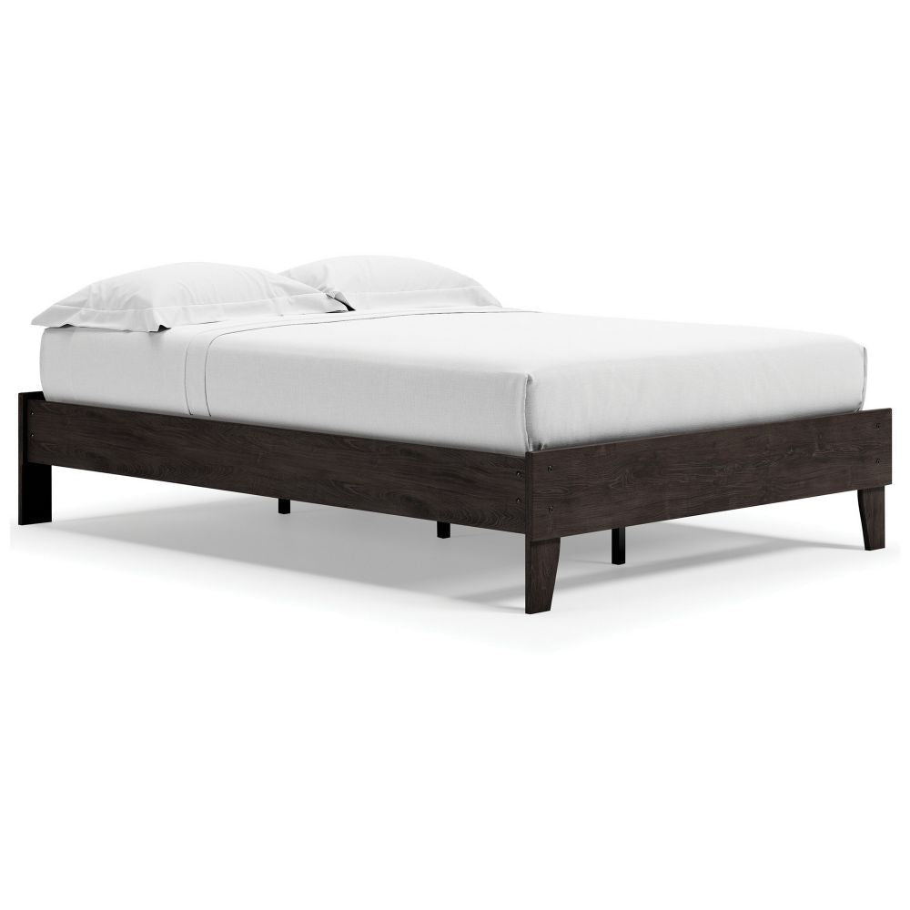 Asher Full Sized Platform Bed, Sleek Modern Silhouette, Charcoal Wood Frame By Casagear Home