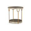 Side Table | 24" Round | Silver Wood Top | Gold Metal Legs