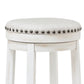 Zane 30 Inch Backless Swivel Barstool Round White Seat White Wood Frame By Casagear Home BM296553