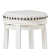 Zane 30 Inch Backless Swivel Barstool Round White Seat White Wood Frame By Casagear Home BM296553