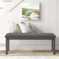 Fia 47 Inch Modern Bench, Antique Gray Wood, Gray Polyester Padded Seat By Casagear Home