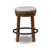 Zane 24 Inch Backless Swivel Counter Stool Round Beige Seat Brown Wood By Casagear Home BM296562