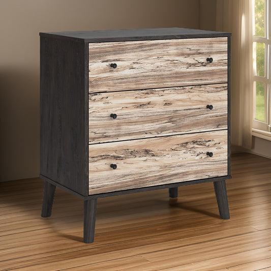 Kiki 34 Inch Bedside Nightstand Chest, 3 Spacious Drawers, Matte Black By Casagear Home