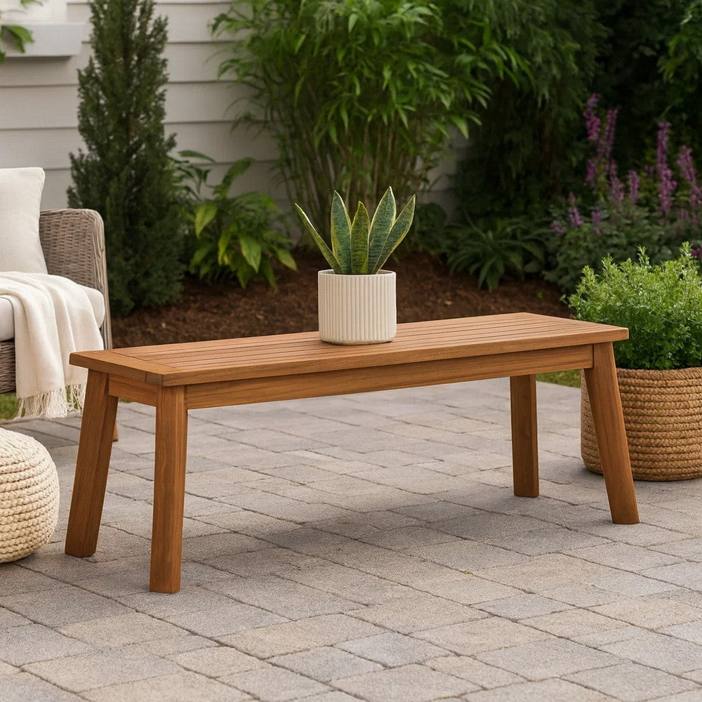 Bench | 47" | Slatted Seat | Acacia Wood | Angled Legs