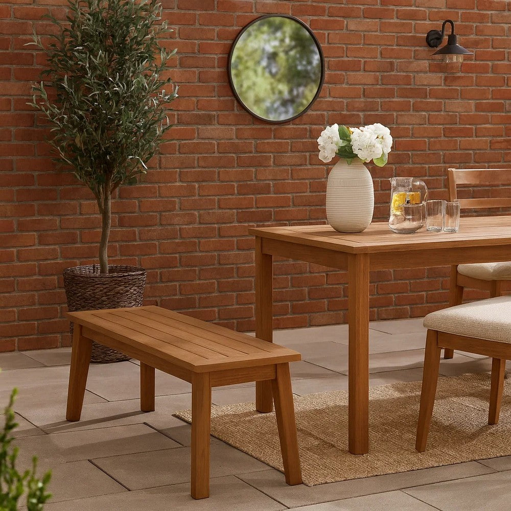 Bench | 47" | Slatted Seat | Acacia Wood | Angled Legs