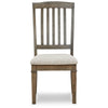 19 Inch Dining Chair Set of 2 Slatted Back Brown Wood Beige Polyester By Casagear Home BM296607