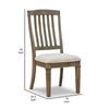 19 Inch Dining Chair Set of 2 Slatted Back Brown Wood Beige Polyester By Casagear Home BM296607