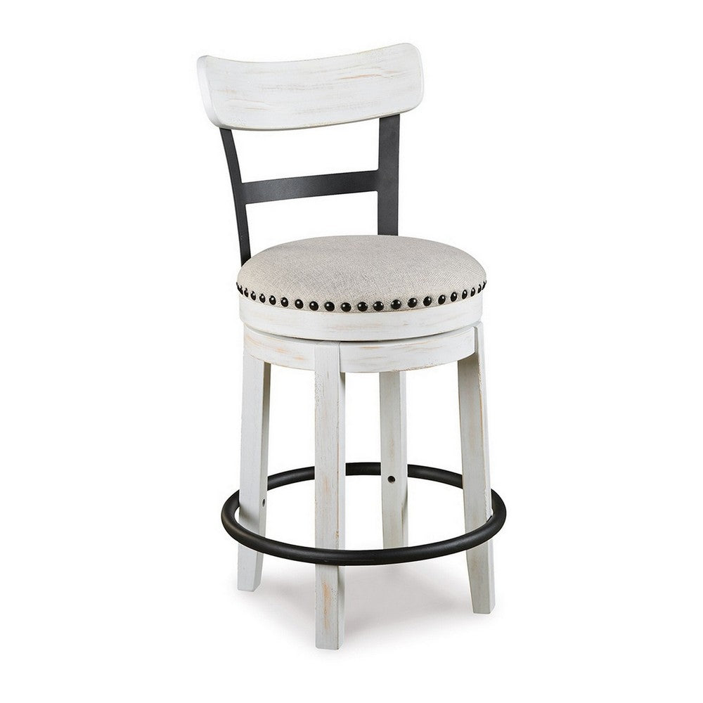 Ashley Zane Counter Stool 25’’ Swivel Round Seat White Wood Frame BM296616