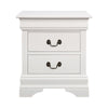 Nim 24 Inch 2 Drawer Nightstand, Classic Brass Bail Handles, White Wood By Casagear Home