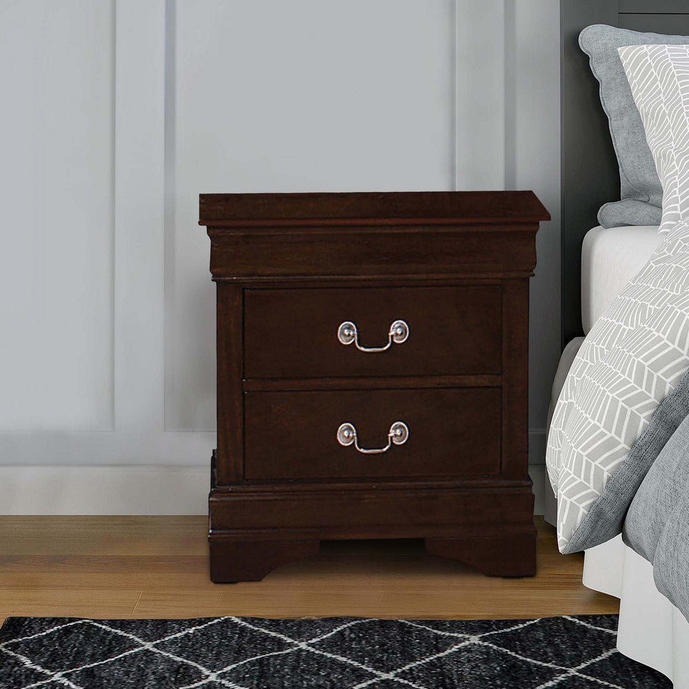 Nim Nightstand | 24" | 2 Drawers | Bail Handles | Cappuccino Brown