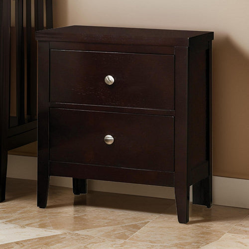 Con Nightstand | 26" | 2 Drawers | Silver Knobs | Cappuccino Finish