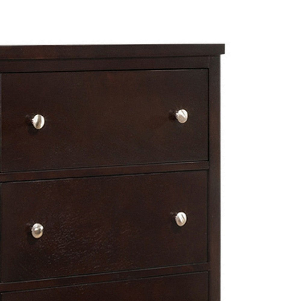 Con 56 Inch Wide Dresser 6 Drawers with Silver Knobs Cappuccino Brown By Casagear Home BM296653