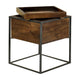 22 Inch Modern Square Accent Table, Removable Tray Top with Storage, Brown