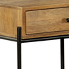 22 Inch 1 Drawer Accent Table Open Shelf Black Iron Frame Natural Brown BM296659