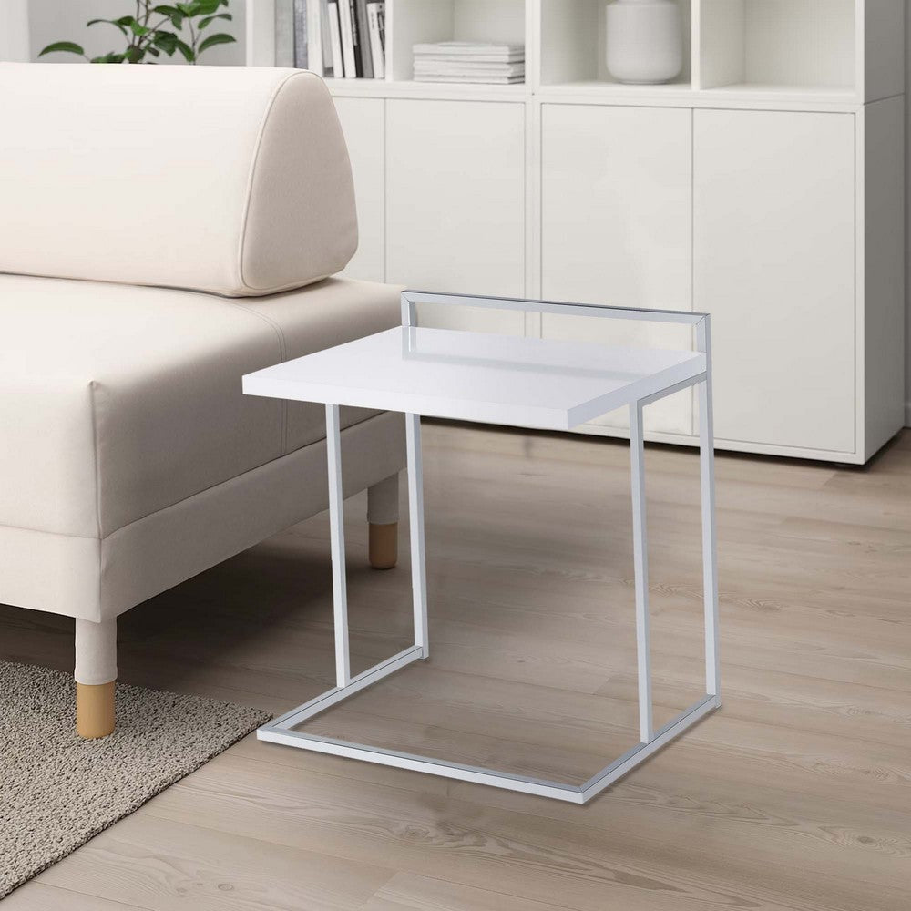 Dey C Table | 27" | Gloss White Top | Chrome Metal Base