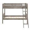Twin Over Twin Bunk Beds Curved Headboards Ladder Straight Legs Taupe BM296681